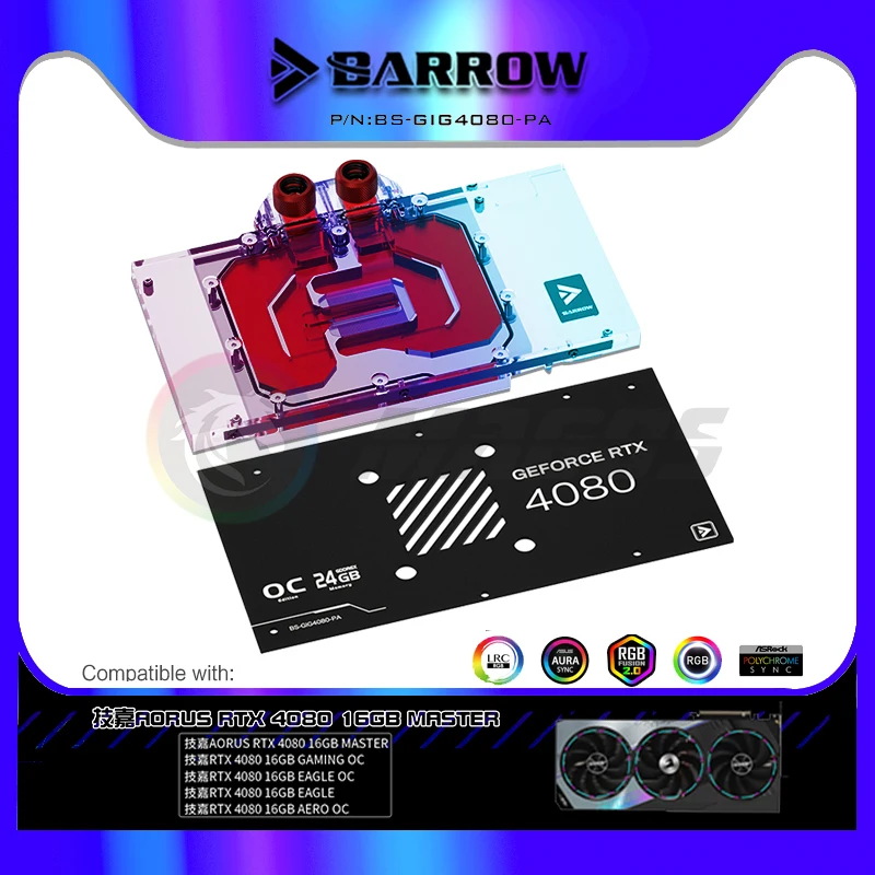 Rtx 4080 Water Cooling Block - BARROW GPU bloc d'eau pour Gigabyte
